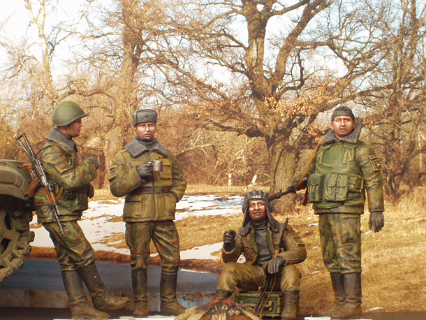 Figures: Modern Russian soldiers at rest, Chechnya Figures: Modern Russian soldiers at rest, Chechnya