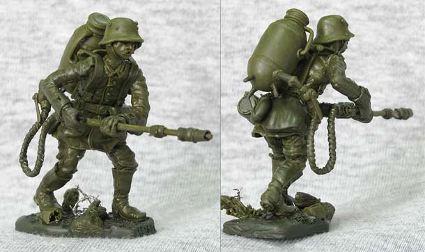Sculpture: German flamethrower operator, WWI Sculpture: German flamethrower operator, WWI
