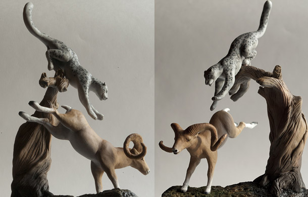 Sculpture: Argali and snow leopard Sculpture: Argali and snow leopard