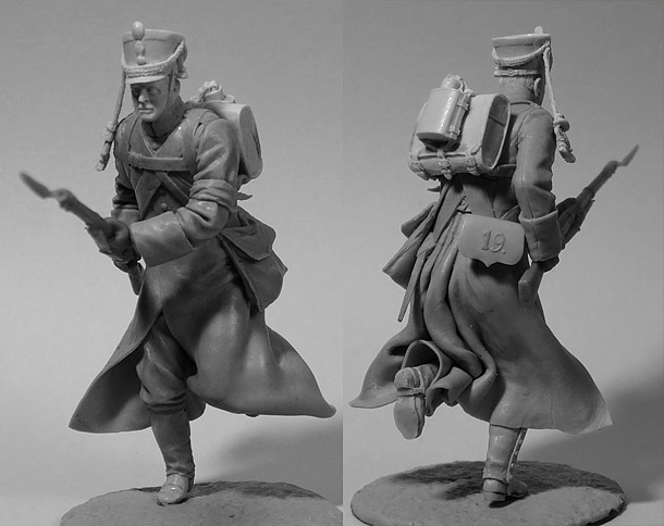 Sculpture: Private, 19th chasseurs, in winter uniform, March 1814 Sculpture: Private, 19th chasseurs, in winter uniform, March 1814